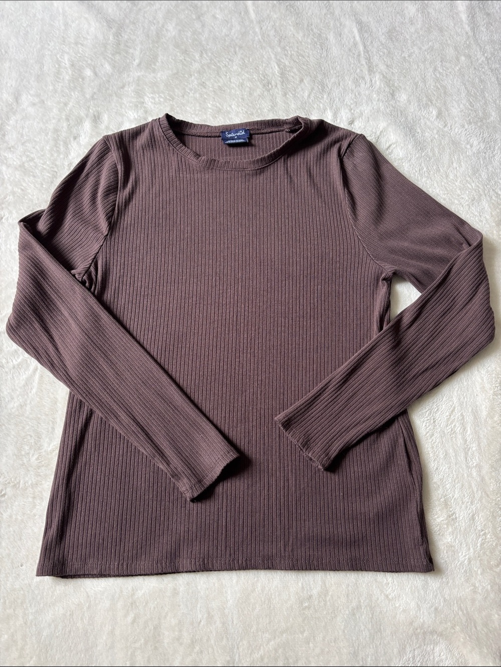 Women’s Brown Splendid Ribbed Crewneck Top SZ M